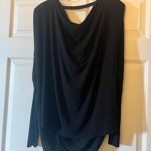 Express Black Asymmetrical Long Sleeve Blouse